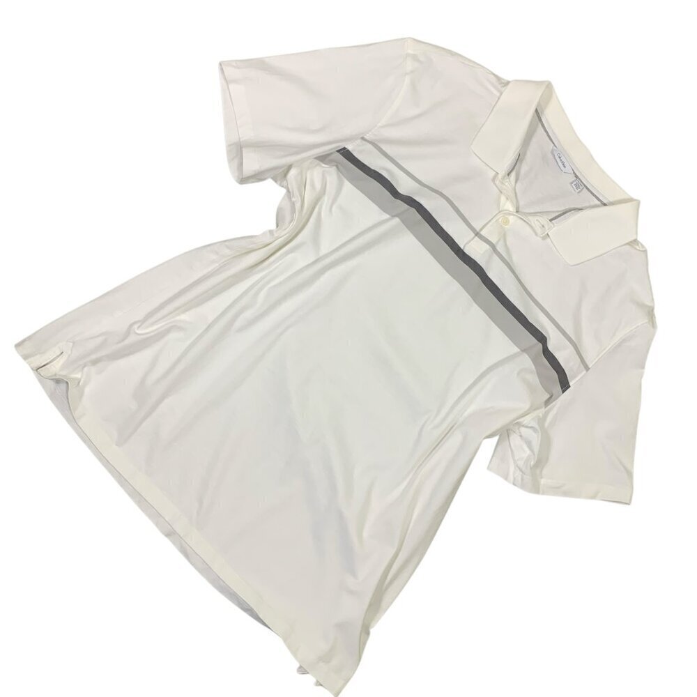 Calvin Klein Mens Cotton Polo Shirt XXL White with Gray Stripe‎ Accent #334E